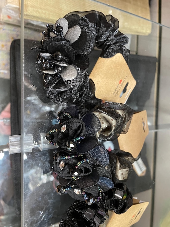 fancy black scrunchies
