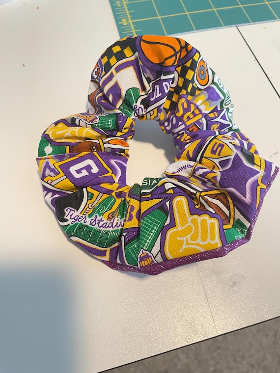 LSU scrunchie with glitter