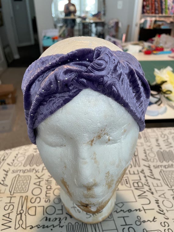 purple stretchy sequined headband