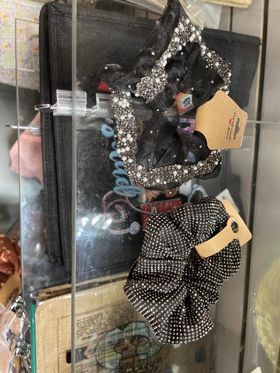 black sequined scrunchies