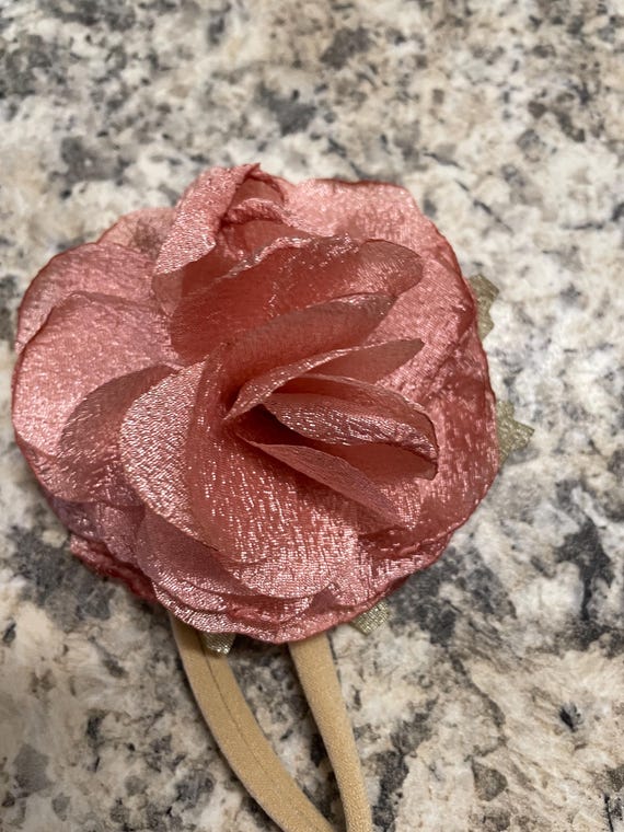 Apricot Flower Baby Headband: 0-12 Months