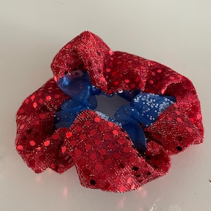 red white and blue scrunchie