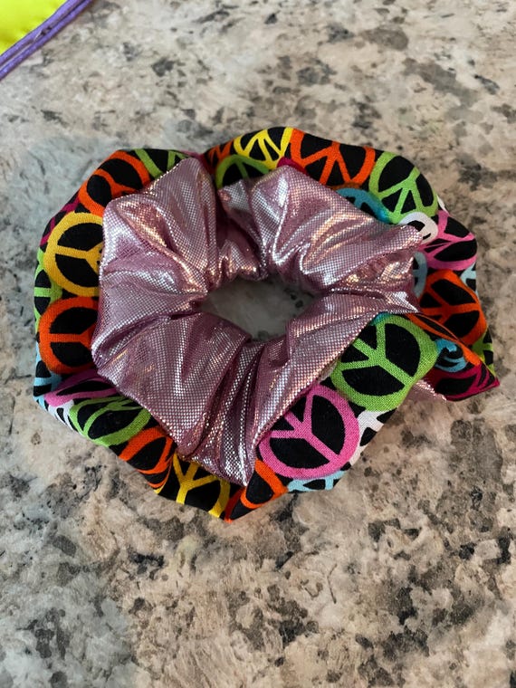 peace with pink accents scrunchie