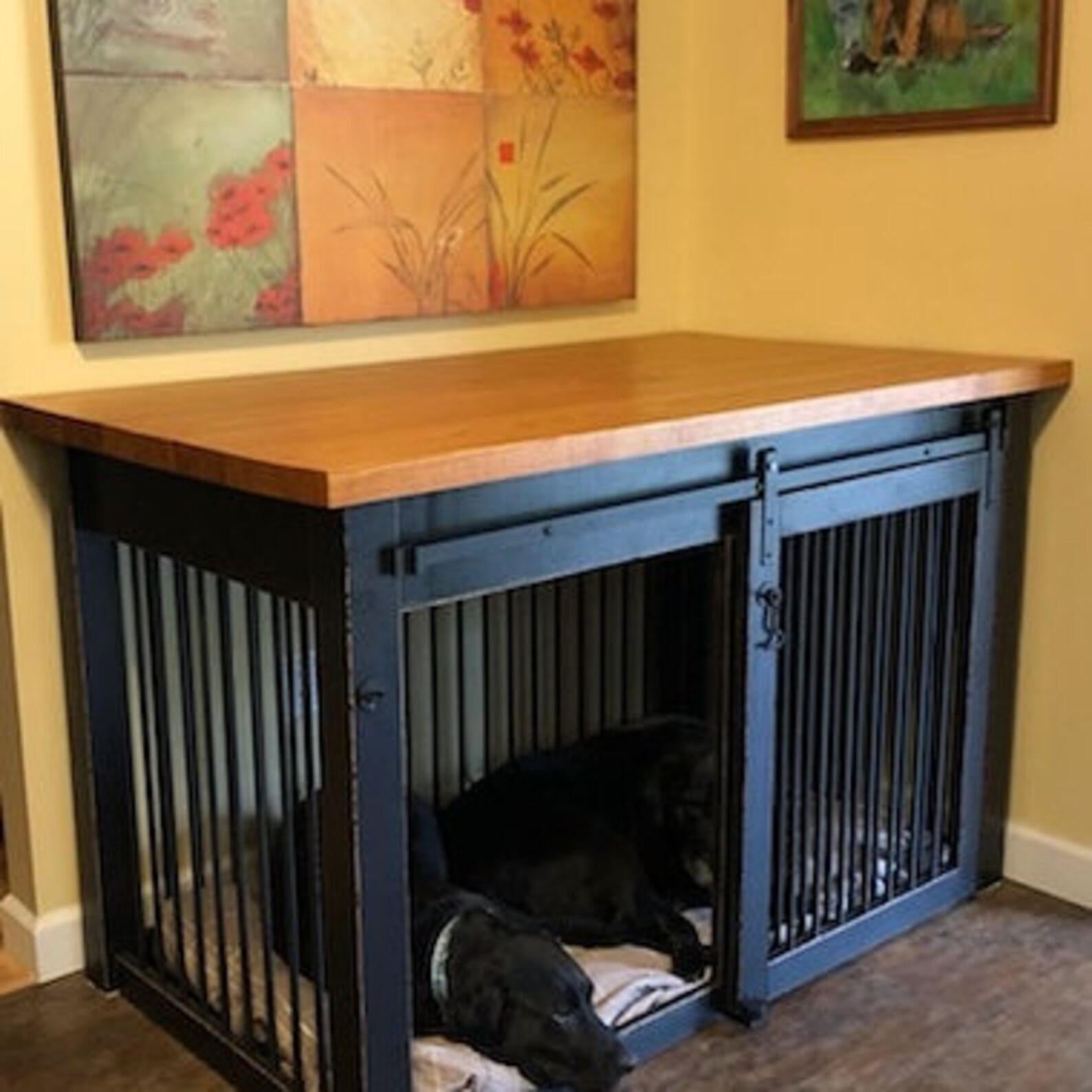 Custom made dog kennel custom made dog crate hardwood dog Etsy