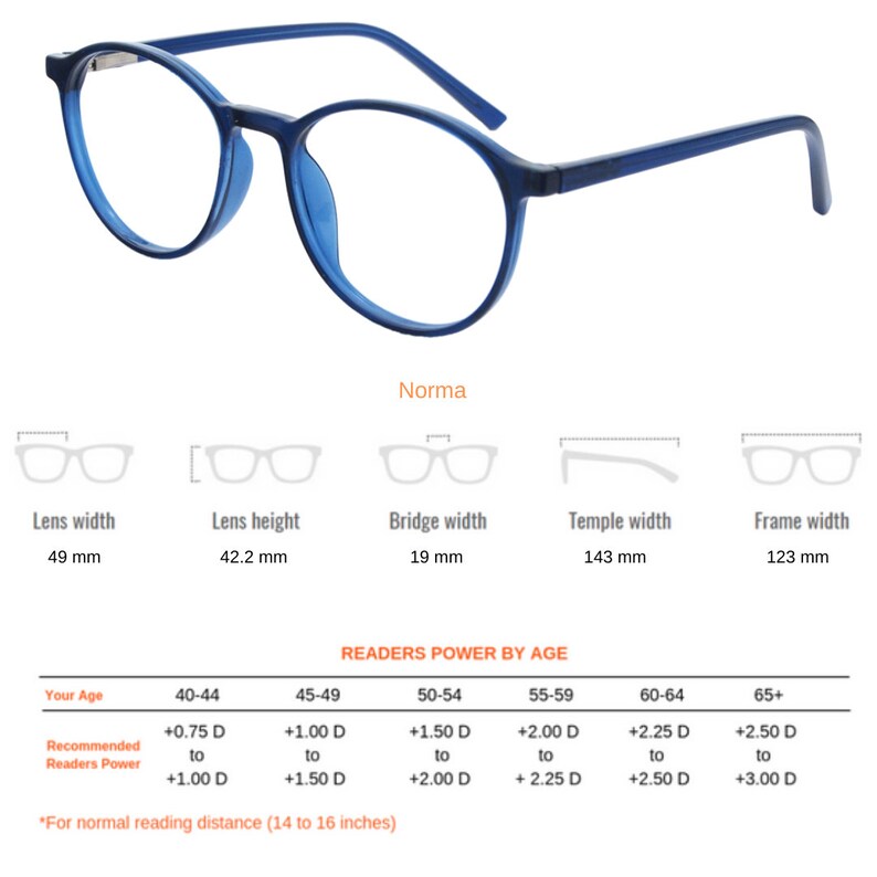 ProEyes Norma Progressive Multifocal Unisex Reading Glasses with Spring Hinge Anti Blue Light Resin Lens Zero Magnification on Top Lens