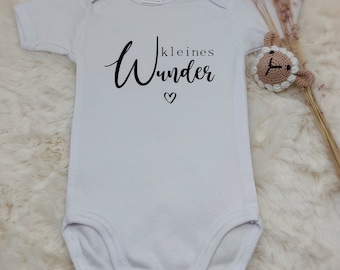 Baby bodysuit, short-sleeved romper, little miracle, heart, white, gift for birth/baby shower/baptism