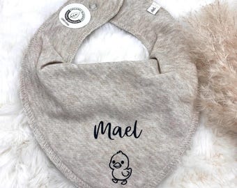 Baby Halstuch mit Name und Motiv wie Hase, Pinguin, Herz, Traktor,... - Spucktuch - Lätzchen personalisiert - Geschenk zur Geburt, 0-3 Jahre
