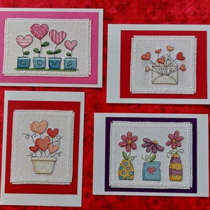 Cartes de la collection LOVE, finies, cartes vierges piquées au point de croix, vendues à l'unité