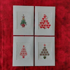 Collection d'arbres de Noël, fini, point de croix, cartes vierges