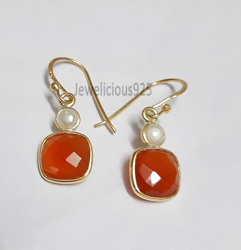 Brolite Gemstone Caroline And Pearl Rose Gold Handmade Jewelry Ear Wire Earring Beautiful Jewelry Brazel Drop And Dangle Earring