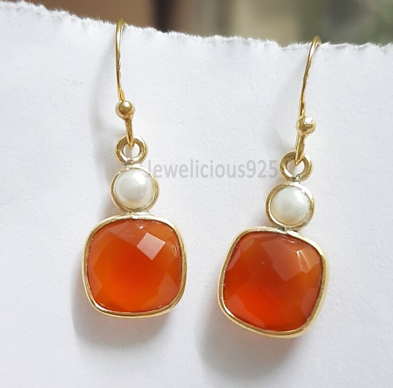 Brolite Gemstone Caroline And Pearl Rose Gold Handmade Jewelry Ear Wire Earring Beautiful Jewelry Brazel Drop And Dangle Earring