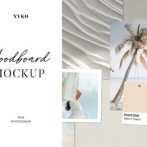 Maqueta de pared de Moodboard para Photoshop / Plantilla PSD personalizable (descarga digital)
