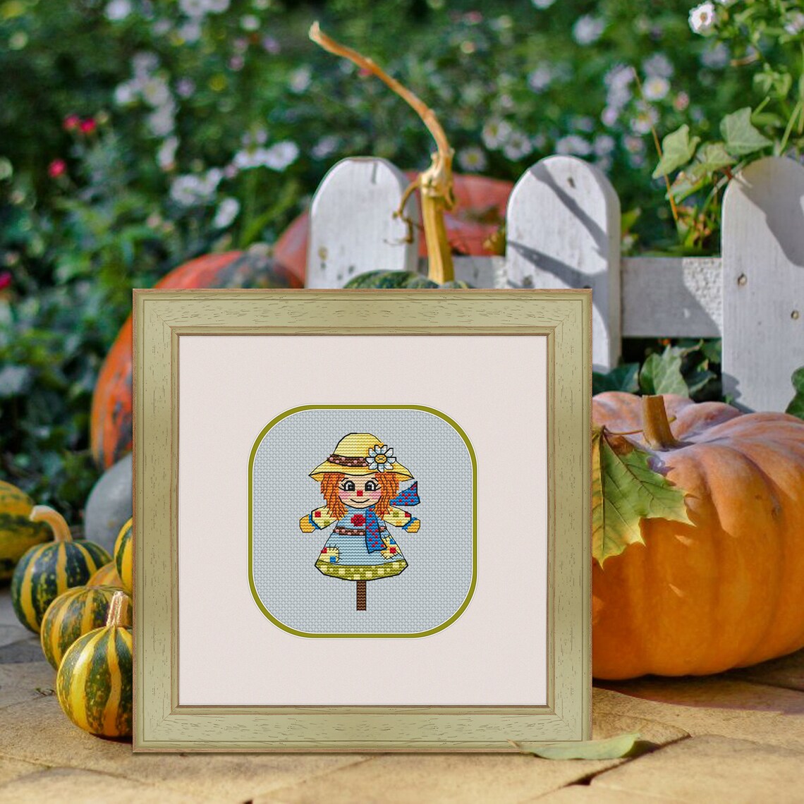 Cute Scarecrow Cross Stitch Pattern halloween Cross Stitch Etsy
