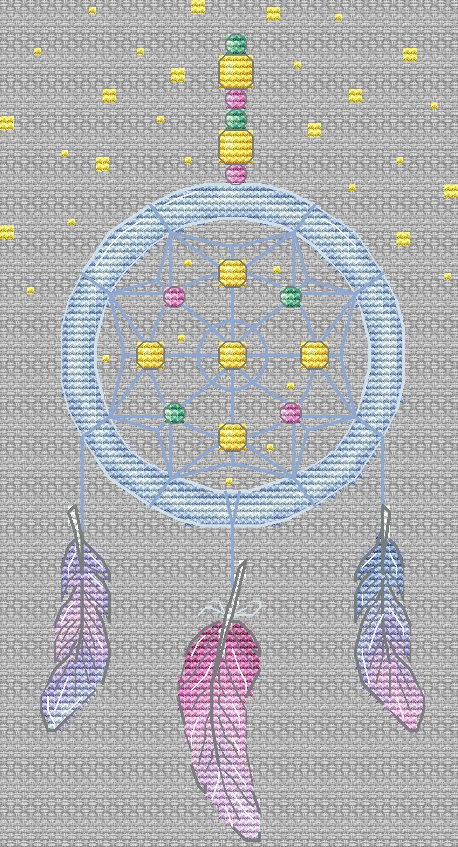 Dream Catcher Cross Stitch Pattern-colorful Feather Cross | Etsy