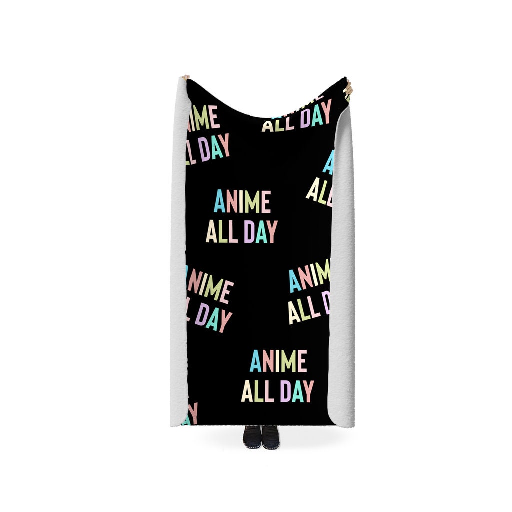 Anime All Day Fleece Sherpa Blanket Anime Blanket Anime Etsy