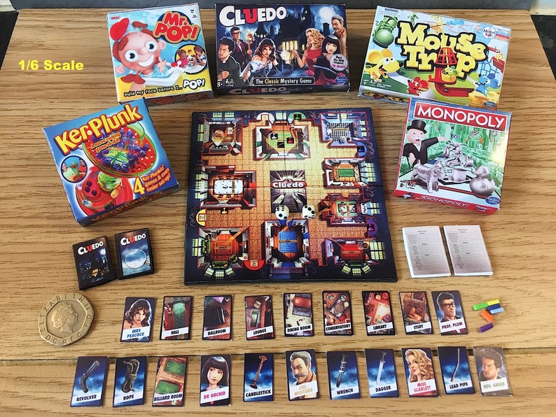 Dollshouse Miniature Board Games Set of 6 Cluedo Etsy