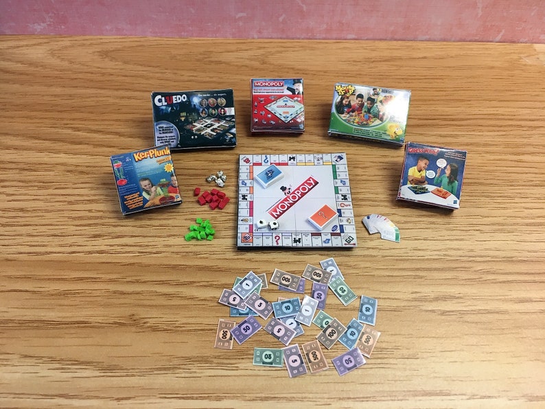 Dolls House Miniature Board Games Set of 6 Monopoly Etsy
