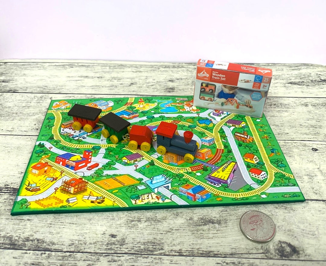 Miniature Toy Train Set Dolls House Train Set Wooden Train Etsy