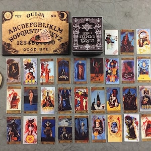 Dolls House Miniatures Ouija Board + 30 Tarot Cards | 1/6 or 1/12 Scale | Gothic | Fortune Telling | Dolls House Furniture | Diorama