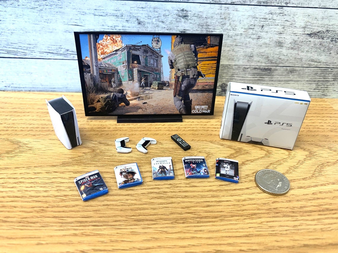 Dollshouse Miniature PS5 COD Bundle 11 Items Custom Made Etsy