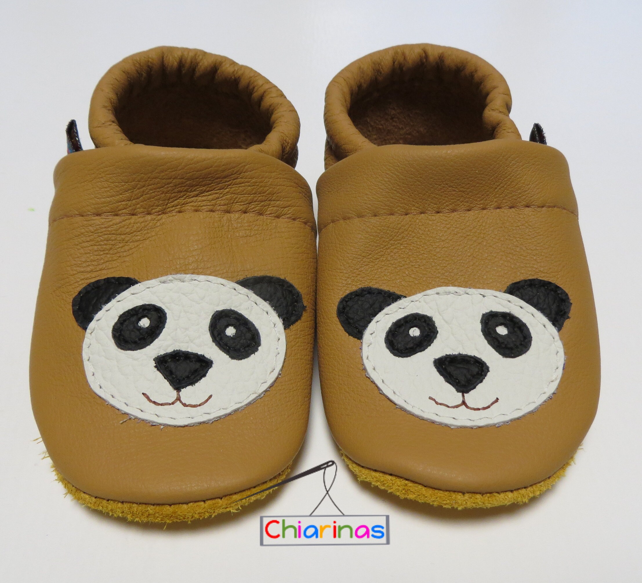 Leather slippers, crawling slippers, panda bear, first walker shoes, leather shoes, slippers, crawling shoes, unisex DIY