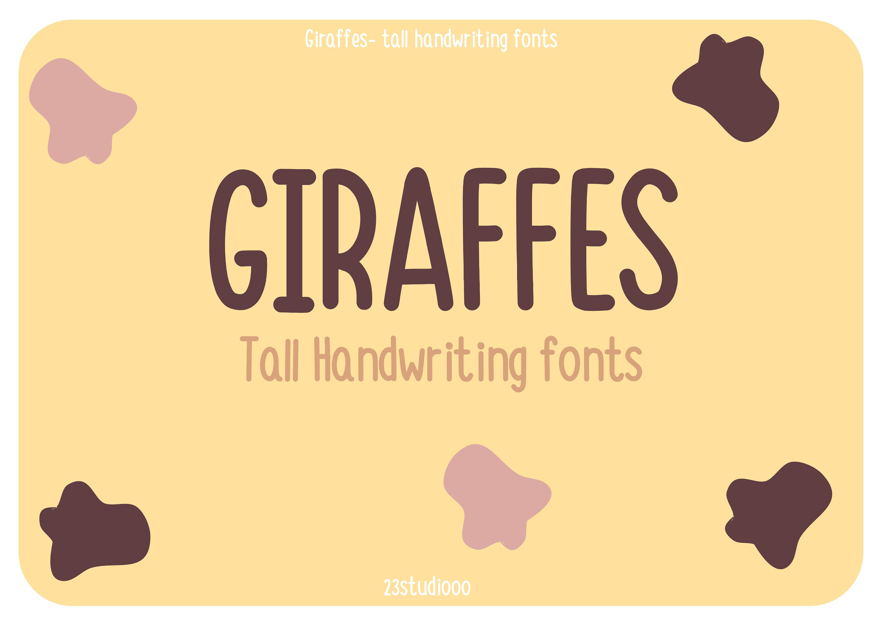 GIRAFFES Tall Handwriting Fonts CUTE FONT for Study Card Etsy