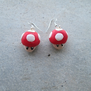 Red and Green Mario Mushroom Earrings