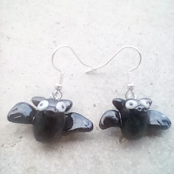 Boucles d'oreilles chauve-souris en fimo