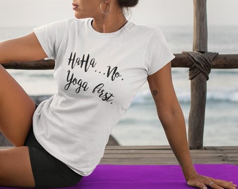 Cute Yoga Tee / White organic cotton t-shirt for yogini