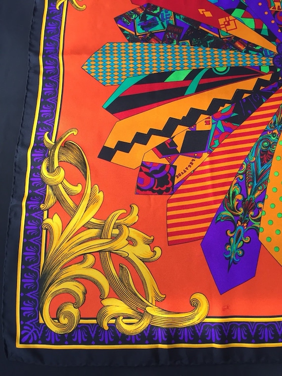 Vintage Versace Scarf, Rare Versace Silk Scarf, G… - image 3