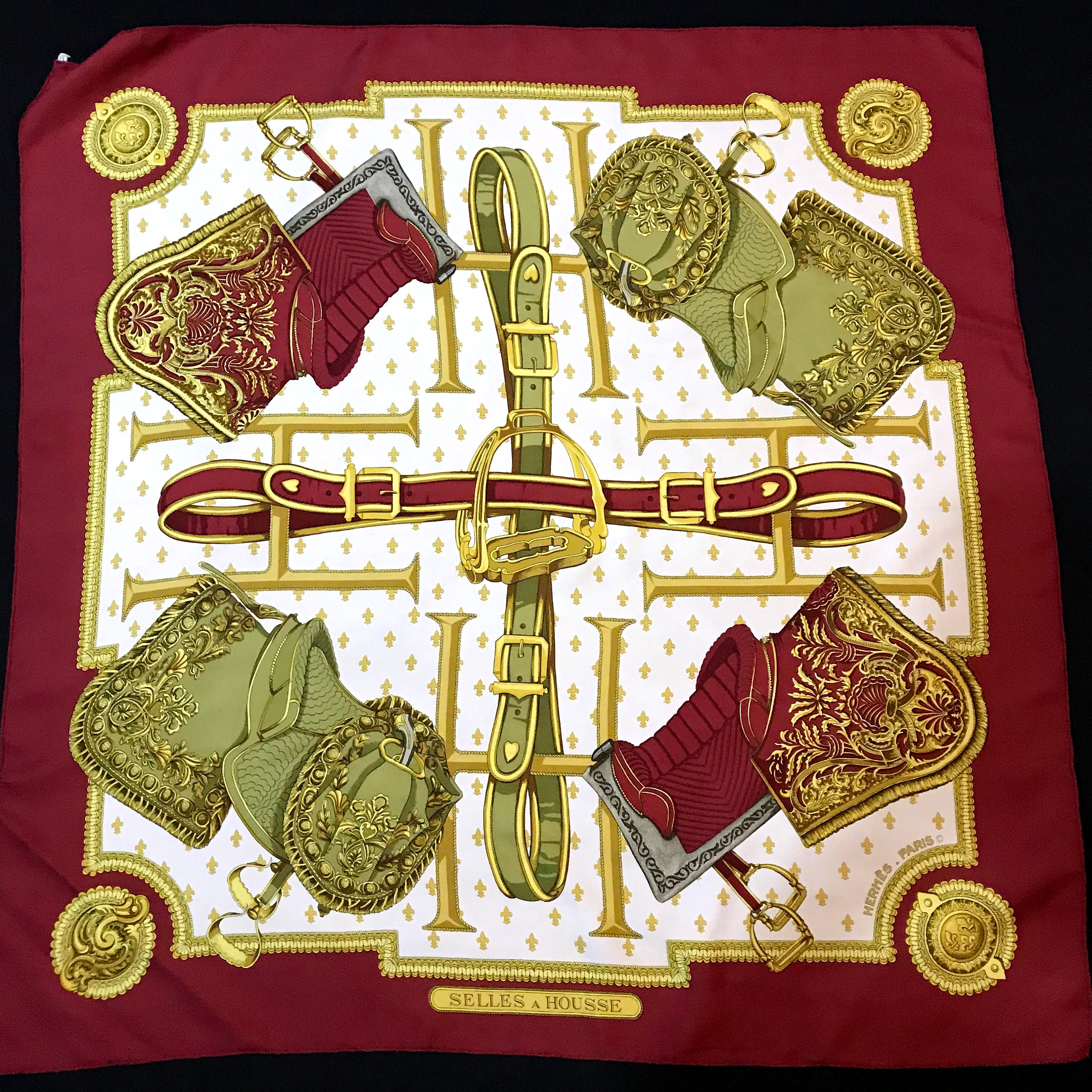 HERMES SCARF 90, Vintage Hermes 'selles A Housse', Red, Gold - Etsy HERMES SCARF 90, Vintage Hermes 'selles A Housse', Red, Gold - Etsy