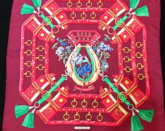 HERMES SCARF 90, Vintage Hermes 'Aux Champs', Pink