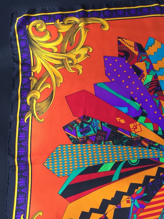 Vintage Versace Scarf, Rare Versace Silk Scarf, G… - image 4