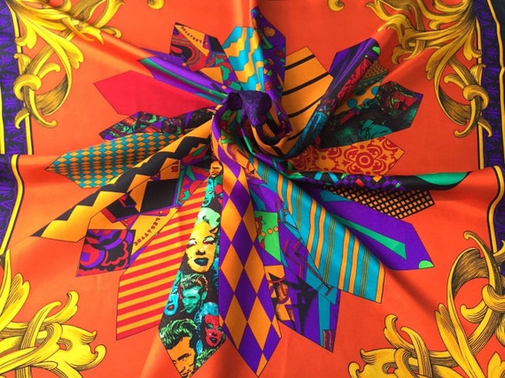 Vintage Versace Scarf, Rare Versace Silk Scarf, G… - image 6