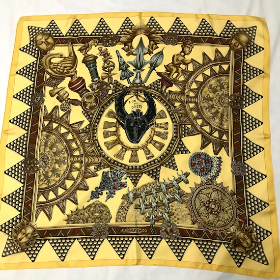 HERMES SCARF 90, Vintage Hermes L'or Des Chefs - image 1