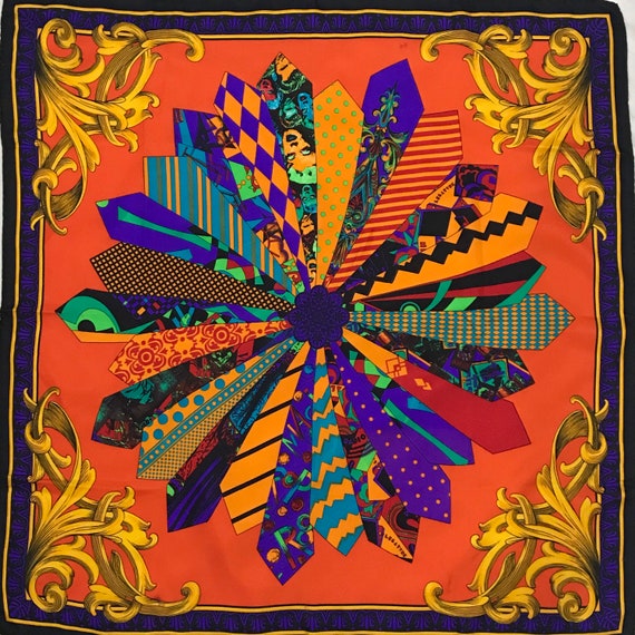 Vintage Versace Scarf, Rare Versace Silk Scarf, G… - image 1