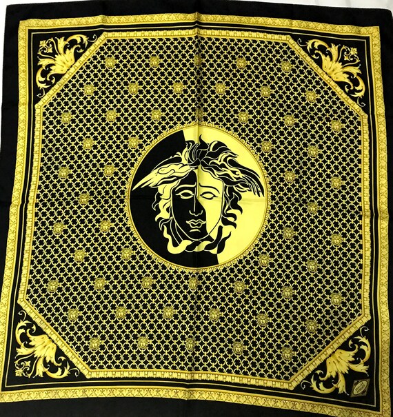 Vintage Versace Scarf, Rare Versace Silk Scarf, G… - image 1