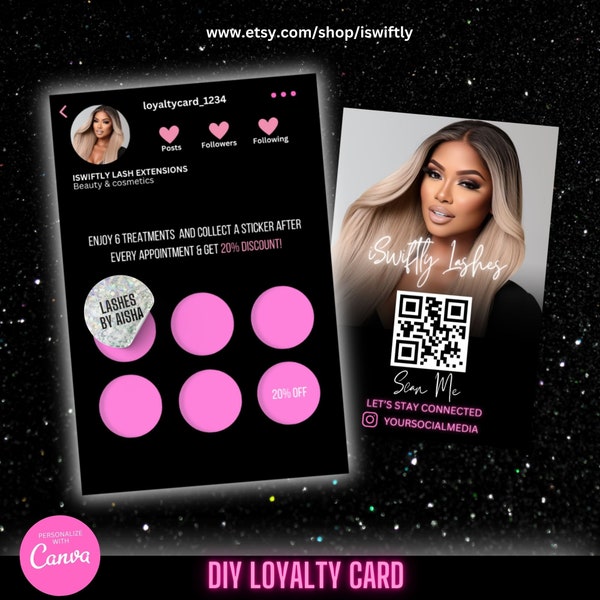 2024 instagram loyalty card template,ig business card,diy loyalty card template,qr code business card, Instagram business card editable