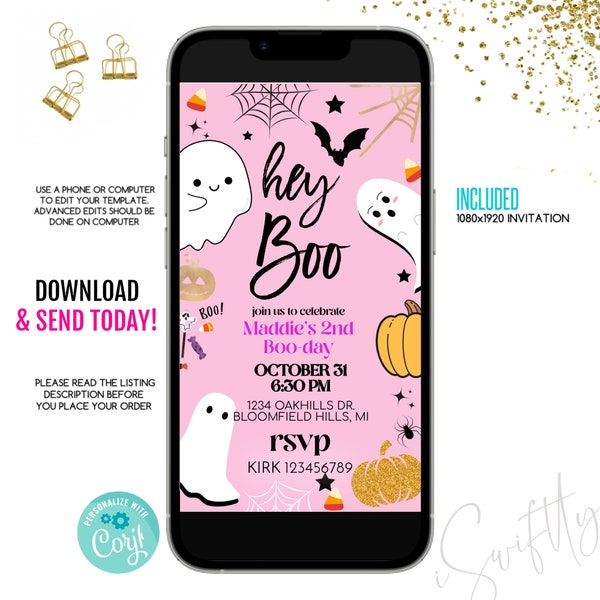 Hey boo birthday text Invite, Halloween party Invitation,halloween evite,electronic Invitation, text Invite, Halloween, holo Halloween evite