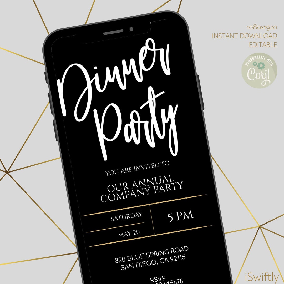 Minimal Modern Party Invitation Template, Mobile Invitation, Einvite