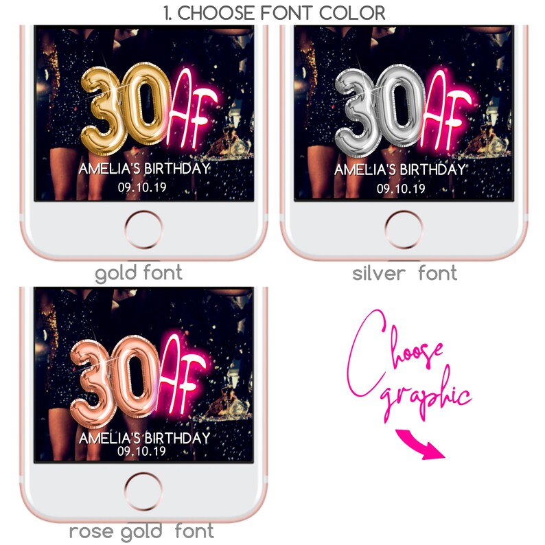 30 AF Balloon Snapchat Filter Thirty AF Neon Birthday Etsy