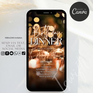 Animated warm hygge cozy Birthday dinner video invitation,digital birthday party invitation,text invitation dinner party,birthday dinner,