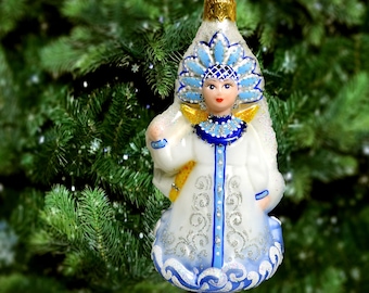 Golden Bell Glass Christmas Ornament Figurine 4.3" Russian New Year Decor ARIEL 