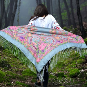 Ukrainian shawl fringe Piano scarf Babushka scarf