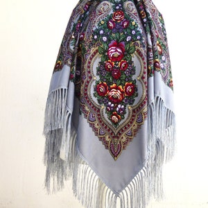 Piano shawl Ukrainian traditional headscarf Floral square scarf