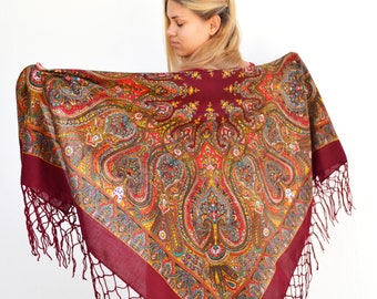 Paisley shawl Abstract Turkish scarfs Boho Wool Scarf
