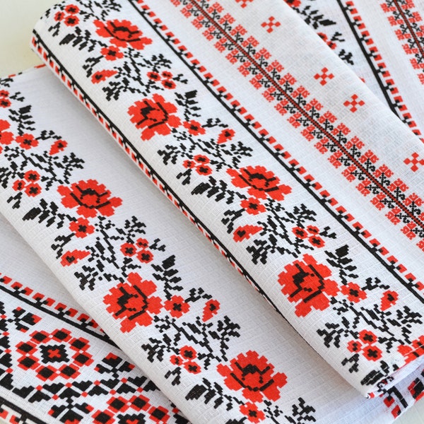 Ukrainian embroidered print kitchen towel Set(2-10) cotton kitchen towels Traditional Rushnyk