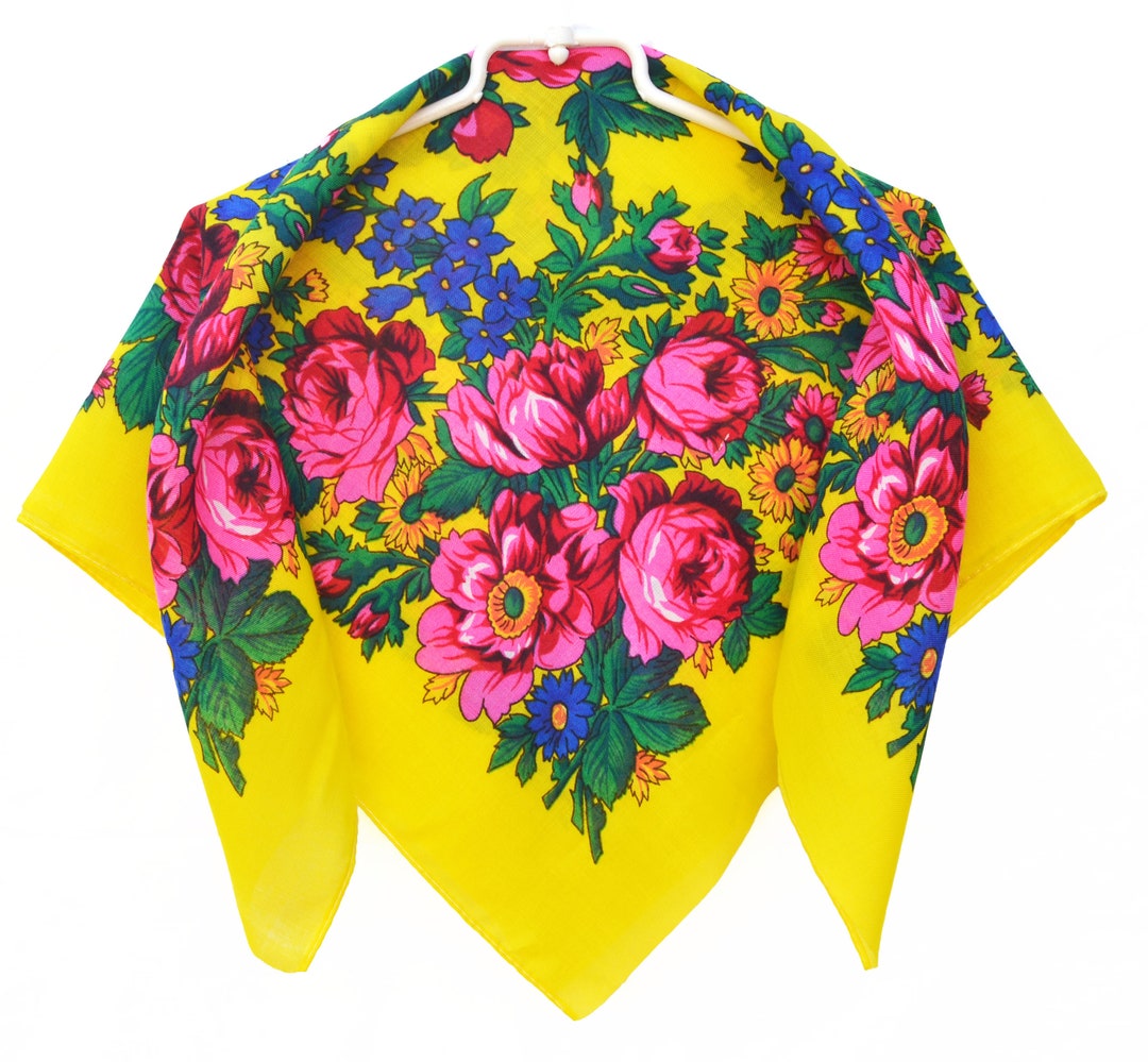 Yellow Floral Scarf Grandma Scarves Native American Kokum