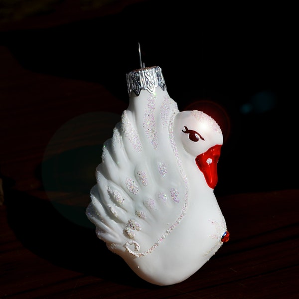 White swan glass ornament Tree decoration Holiday decor