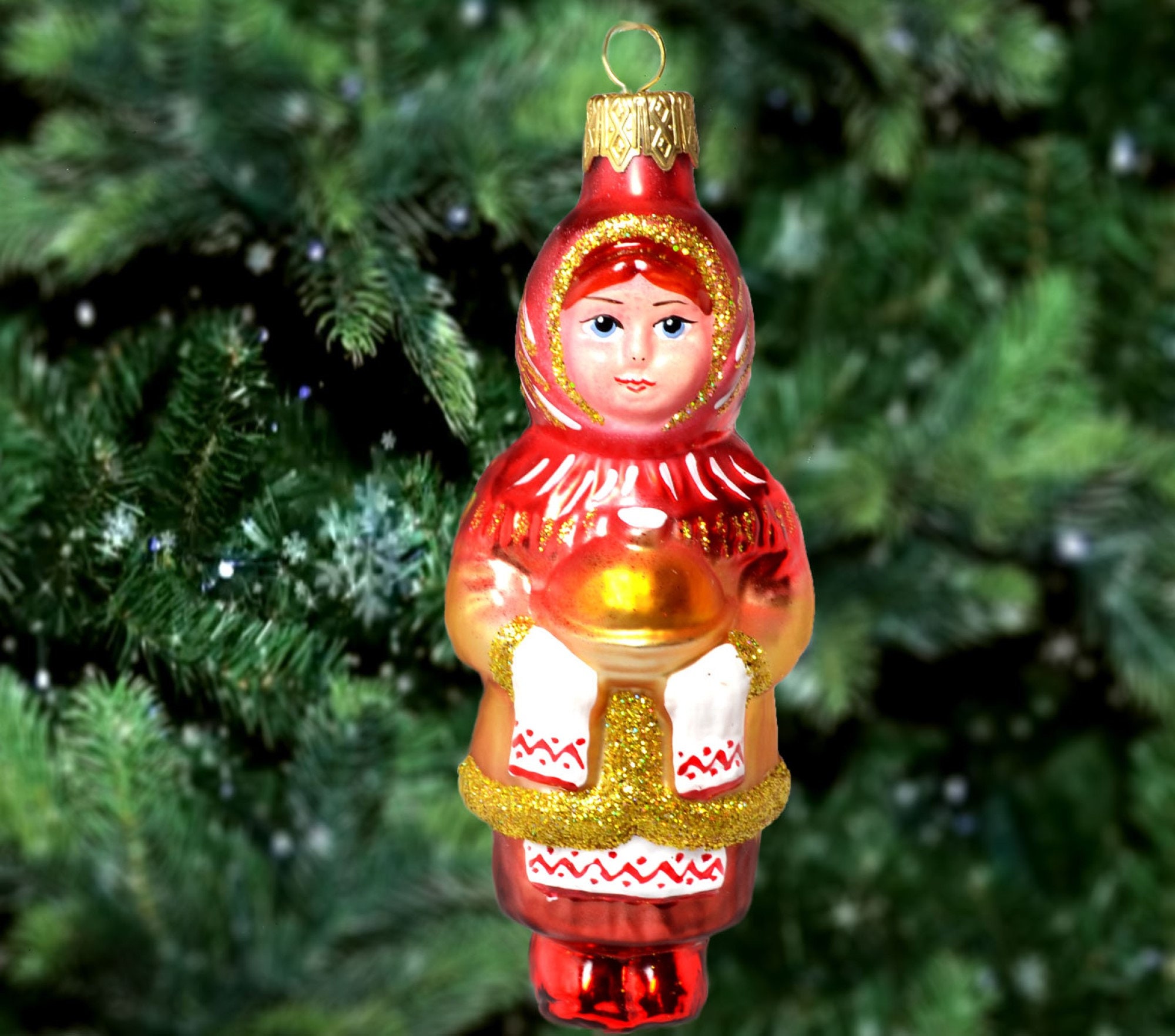 Ukrainian ethnic ornament Christmas folk ornament glass girl Etsy